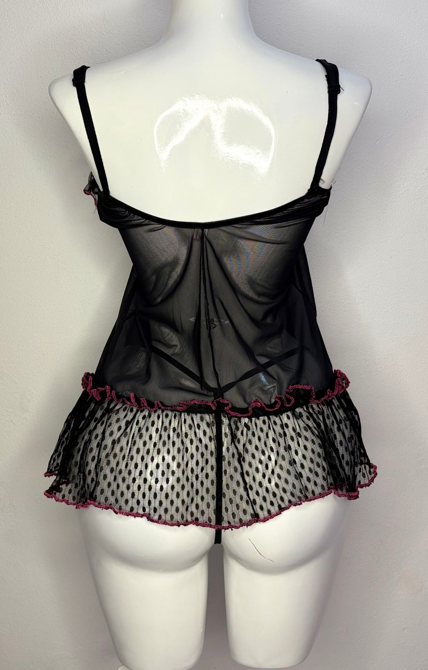 Baby Doll "Violeta" – Encaje, Puntos y Contrastes de Color