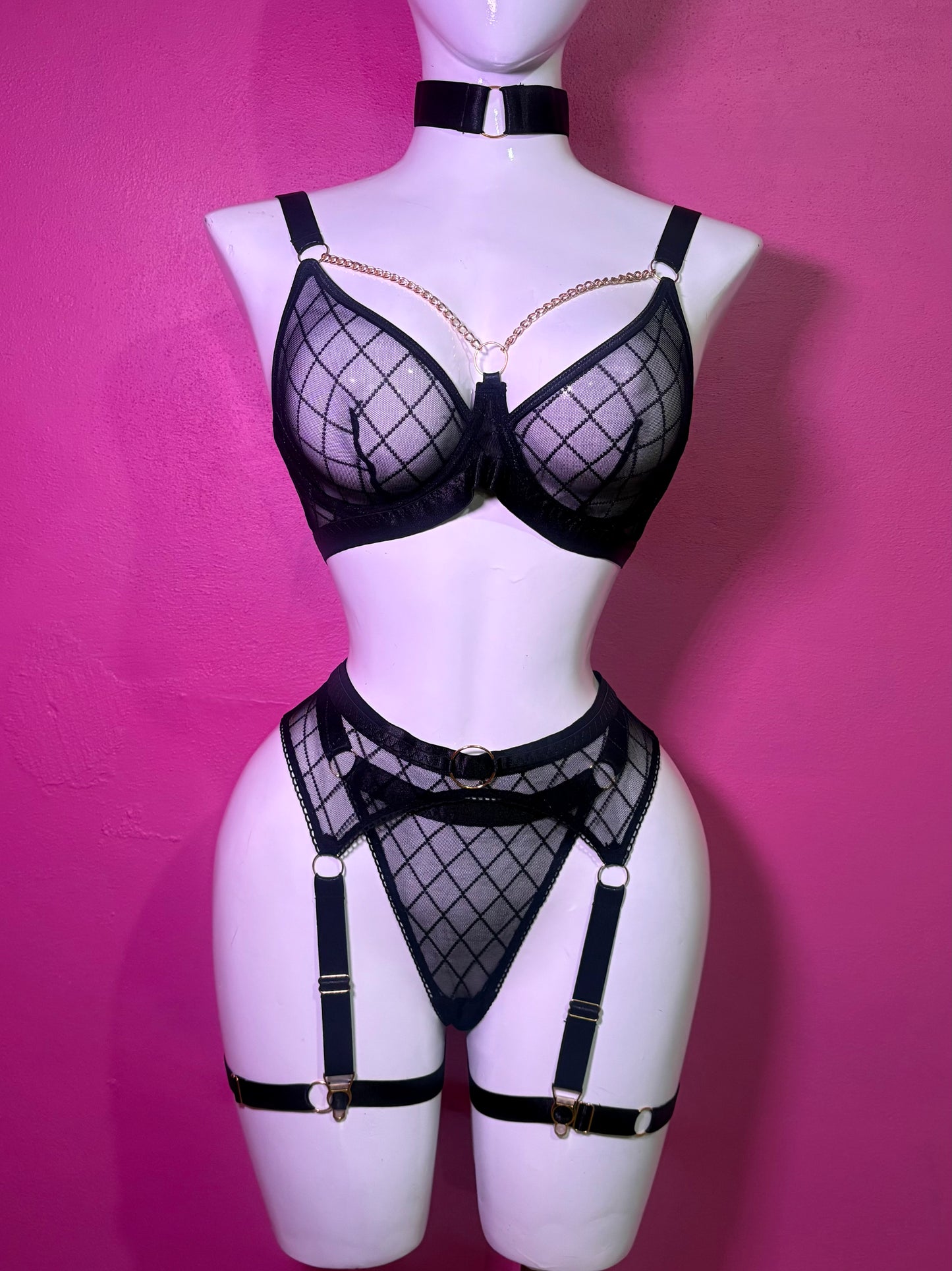 💎 Set "Geometric Chains" de 5 Piezas (Con Choker, Arnés y Cadenas) ✨⛓️