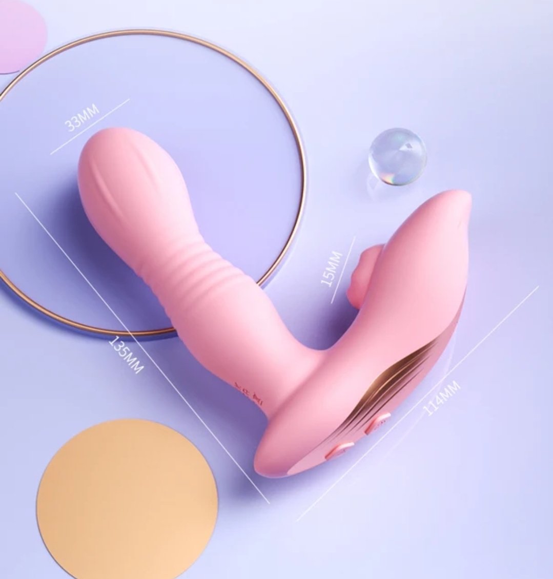 Vibrador "Triple Crown" – Empuje Real, Succión y Control Remoto 💜⚡