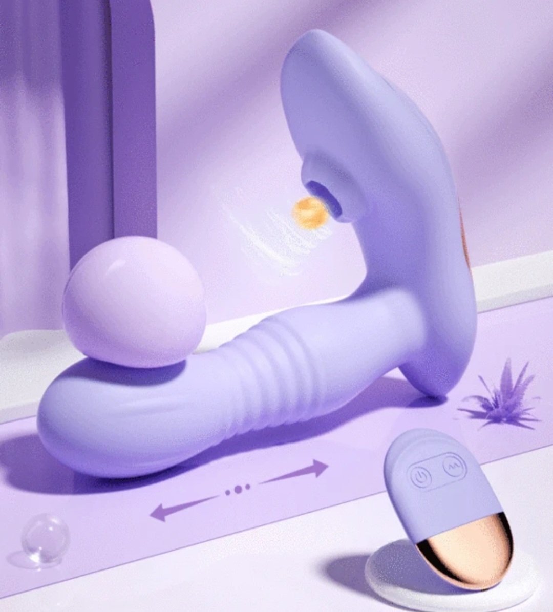 Vibrador "Triple Crown" – Empuje Real, Succión y Control Remoto 💜⚡