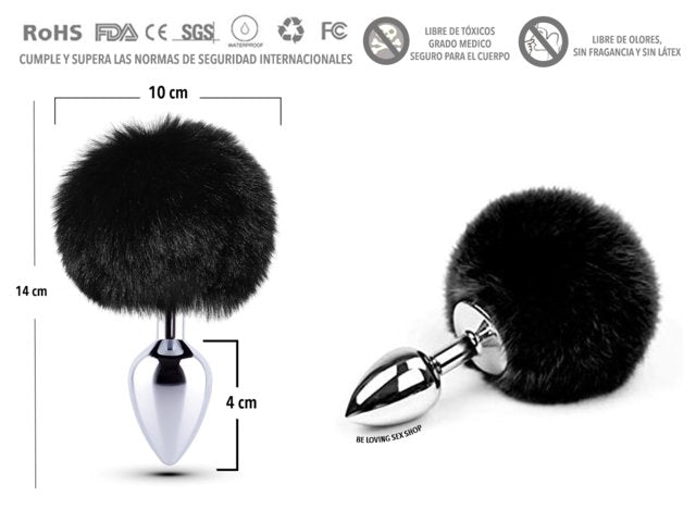 Anal Plug Metálico con Cola de Peluche – Suavidad y Placer Visual 🐾✨