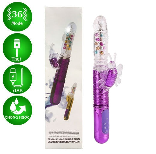 Masajeador Dual "Crystal Butterfly" – Vibrador de Doble Estimulación con 36 Modos