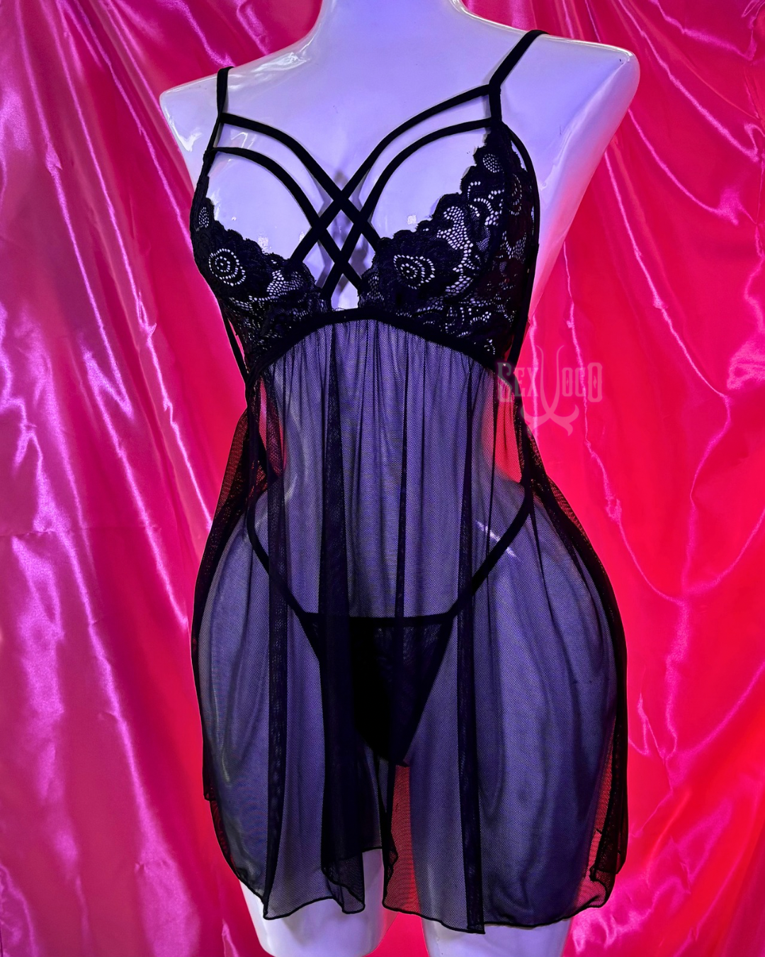 Baby Doll "Lia" – Strappy Design y Espalda con Lazo