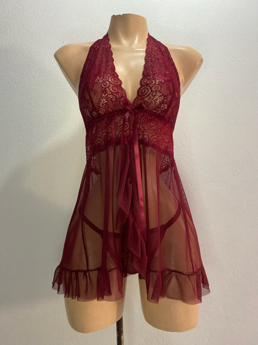 Baby Doll "Mary" – Coquetería en Encaje y Olanes