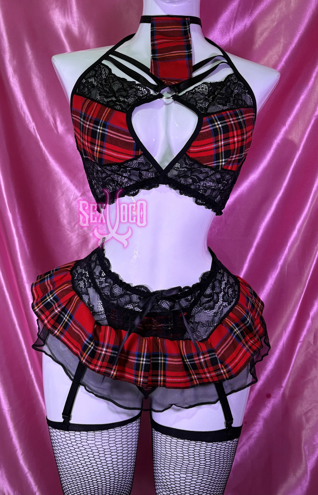 Disfraz de Colegiala "Rebel Tartan" - Top con Arnés y Minifalda ❤️🖤