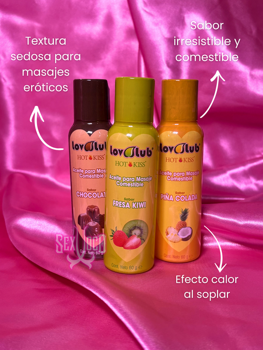 🍓 Aceite de Masaje Comestible "Love Lub Hot Kiss" (60g) ✨